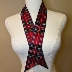 NWT Echo Plaid Ribbon Silk Scarf, Red, OS